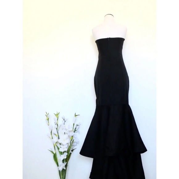 LULUS Fabulous Festivities Strapless Ruffled Trumpet Dress Black SZ S - Picture 8 of 12